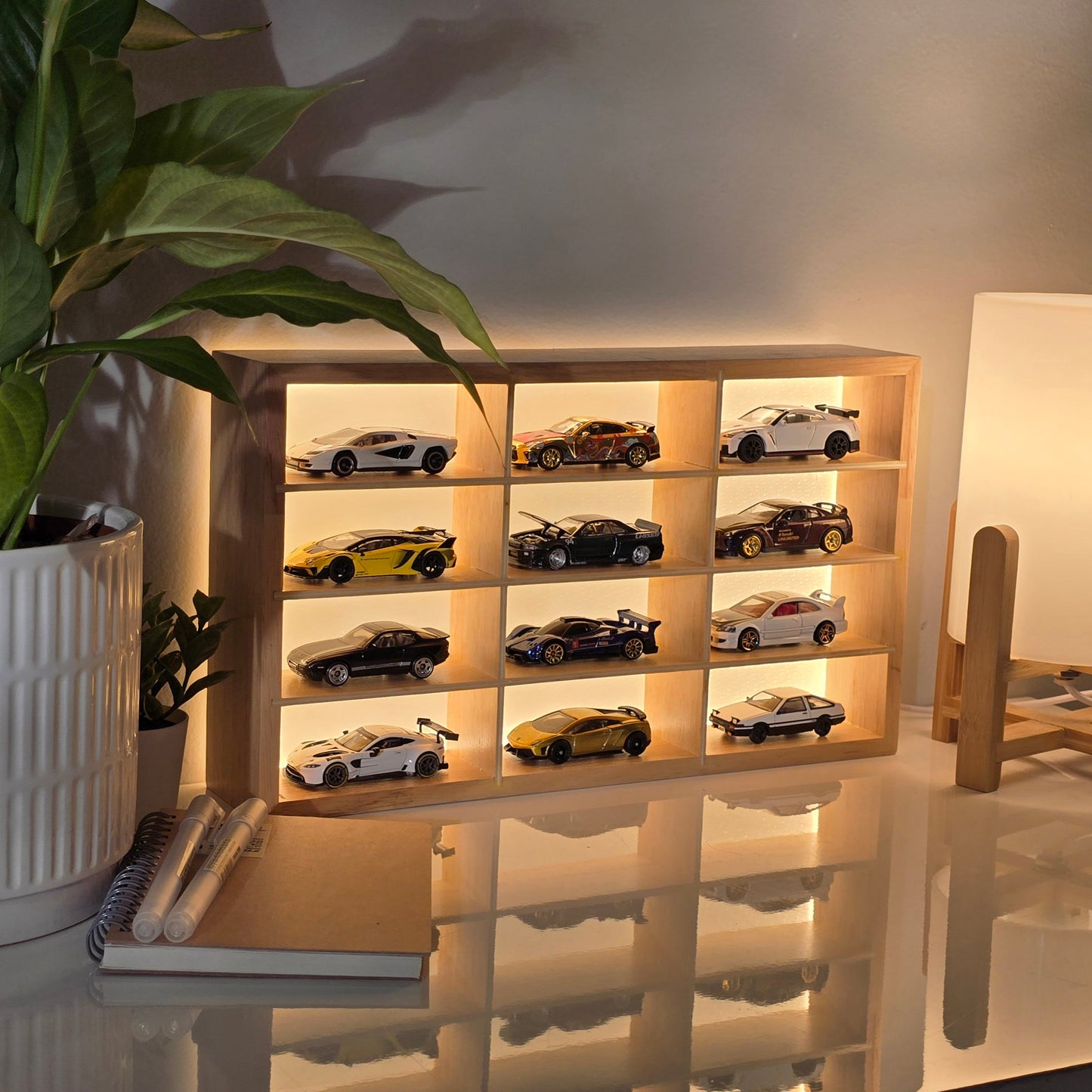 Wooden Light Up Hot Wheels Organizer